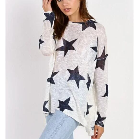 SHOW ME YOUR MUMU SMYM Bonfire Sweater Stars Navy Cream Small - Picture 1 of 5